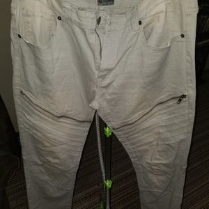 Mens stone washed biker jeans